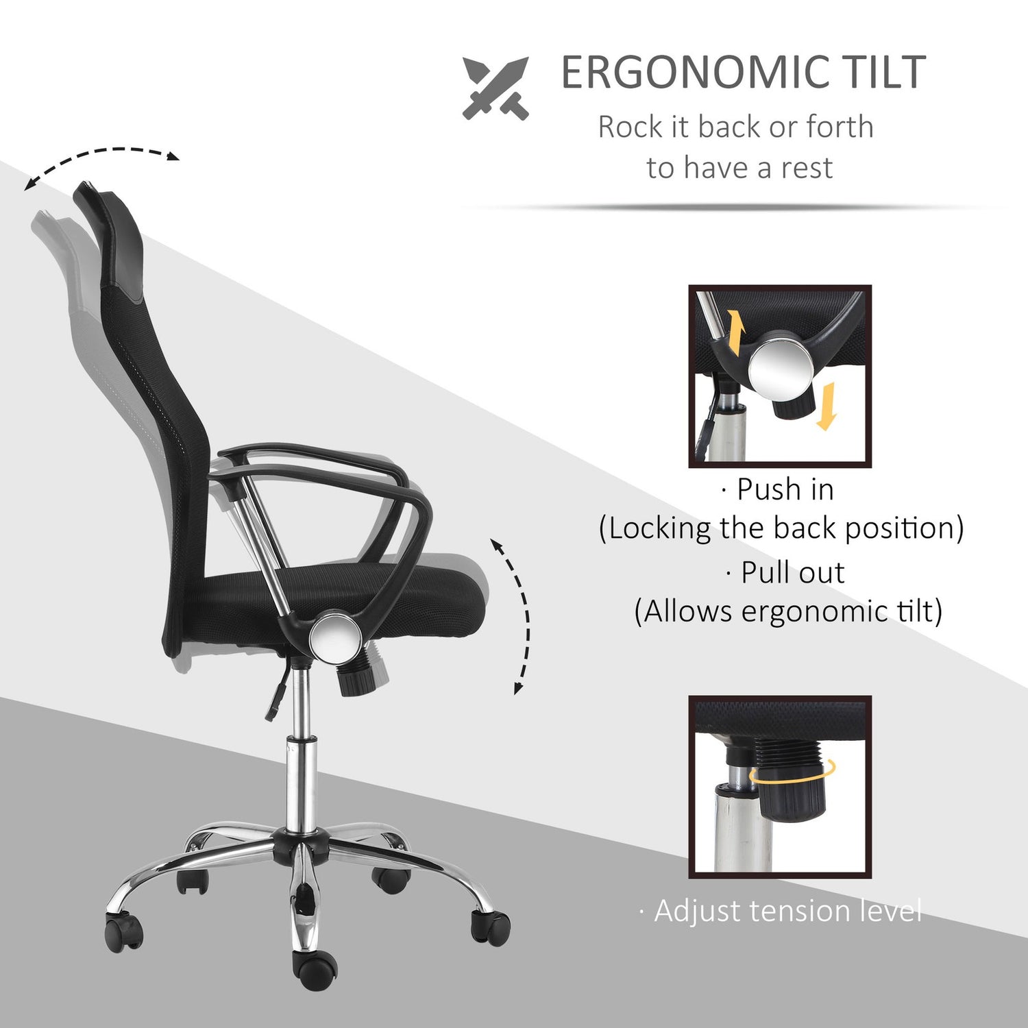 Executive Office Chair High Back Mesh Chair Seat Office Desk Chairs, Black
