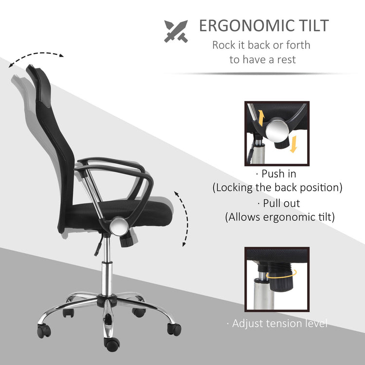 Executive Office Chair High Back Mesh Chair Seat Office Desk Chairs, Black