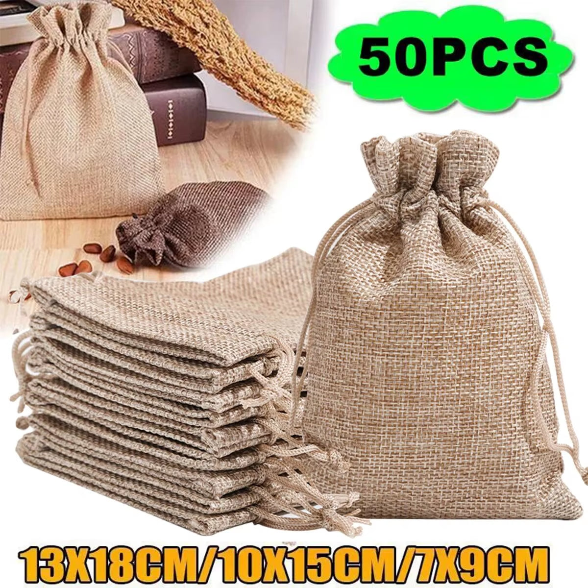 15-50 Cotton and Hemp Bundle Pocket Gift Bag for Children'S Day Gift Packaging Bag DIY Candy Wedding Product Packaging
