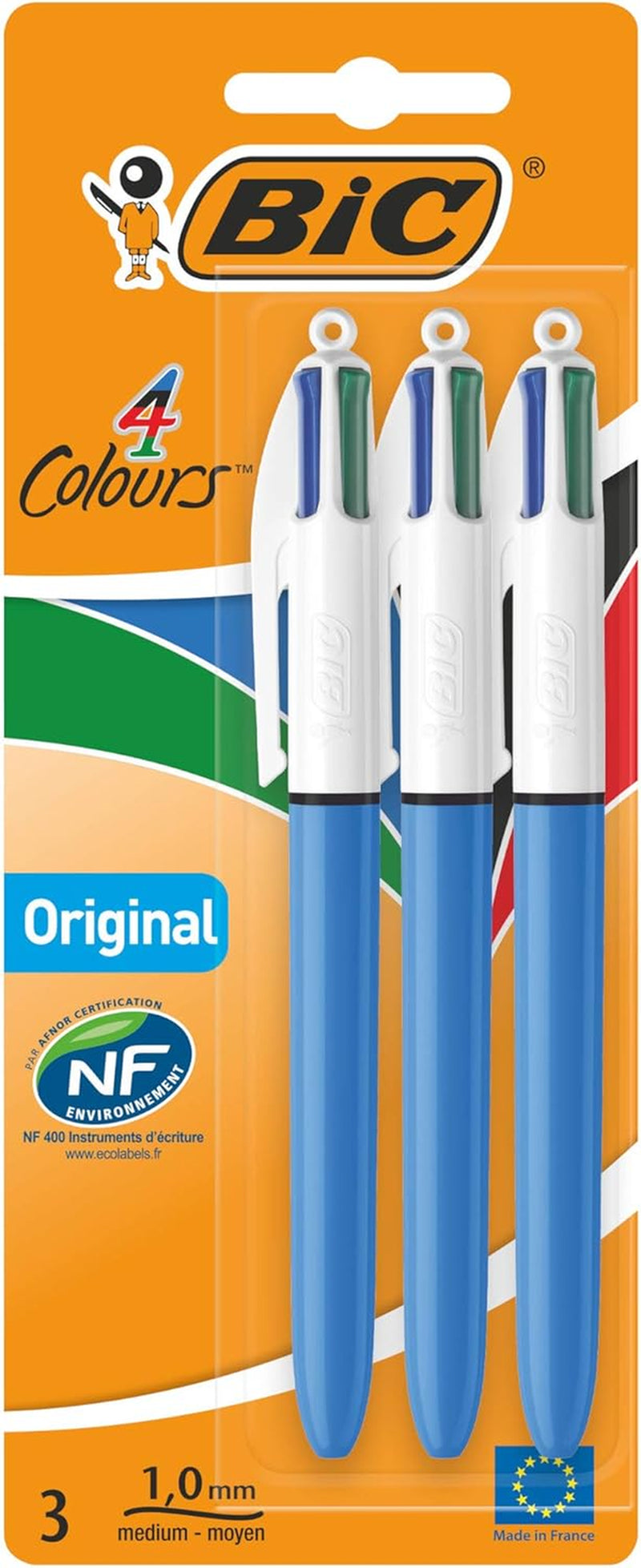 BIC 4 Colours Original Pens, Multi Coloured Pens All in One, Biro Pens, Medium 1